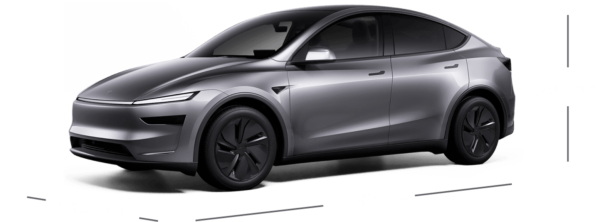 Rendu officiel Tesla du Model Y avec dimensions en millimètres