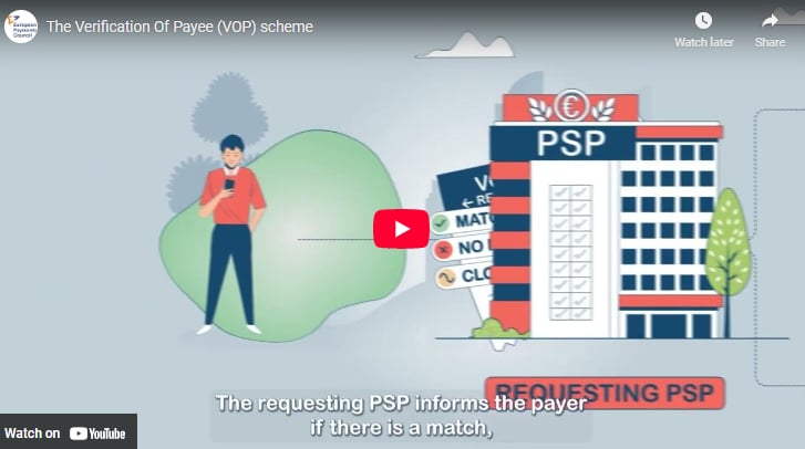 Aperçu de la vidéo officielle de l'European Payments Council sur le fonctionnement de la VoP