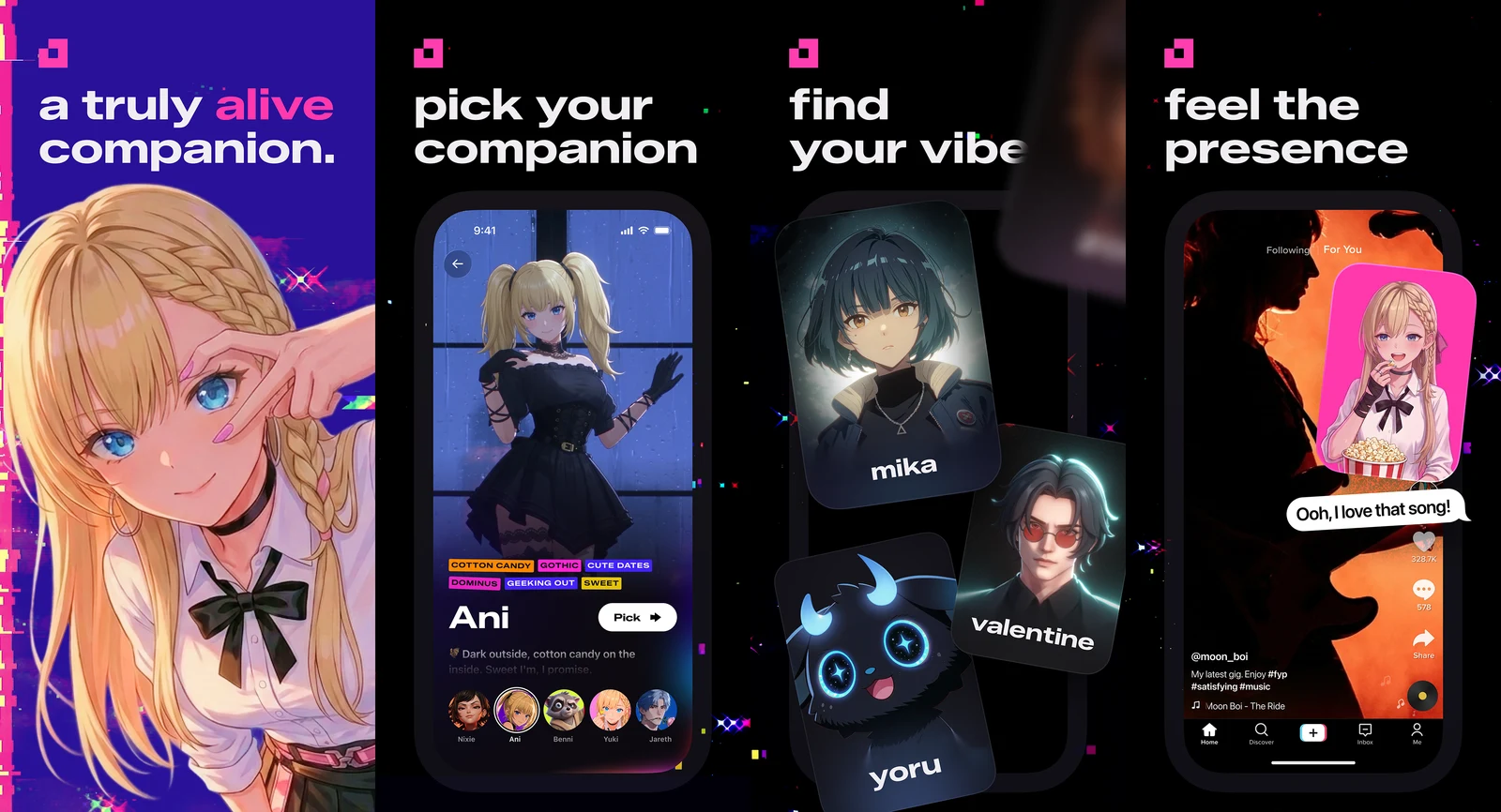 Présentation officielle de l'application Animates avec la sélection d'Ani et plusieurs styles de personnages
